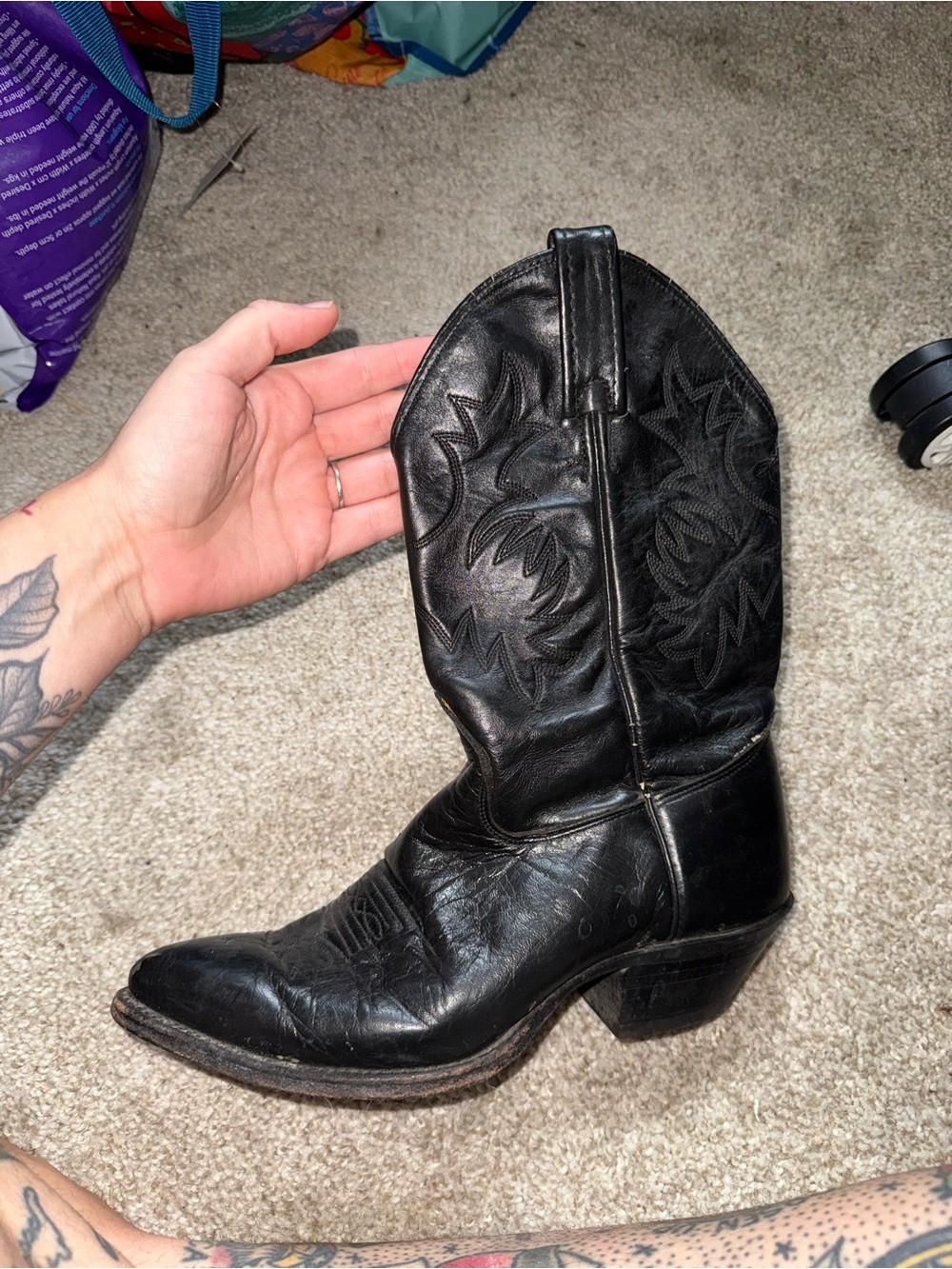 J. Chisholm Black Leather Cowboy Boots